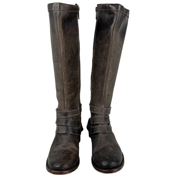 Freebird By Steven Irish Tall Leather Riding Boots Triple Buckle Strap 6 Brown - Picture 10 of 12